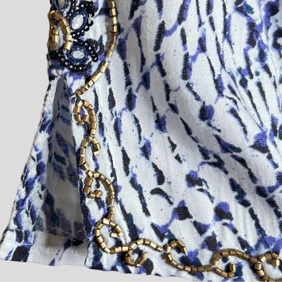 Soft Surroundings South Beach Beaded Blue Abstract Wave Cover-Up Tunic Size 1X - Picture 5 of 7